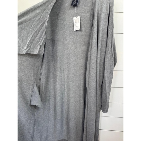 CHELSEA & THEODORE Cardigan Duster Sz L Mist Grey Heather Open Front Long Sleeve - Picture 5 of 10